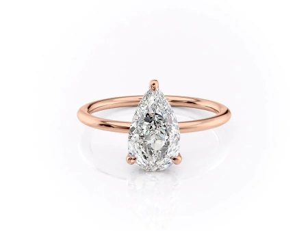 The Crown Kamellie Set With A 3 Carat Pear Moissanite Online Sale