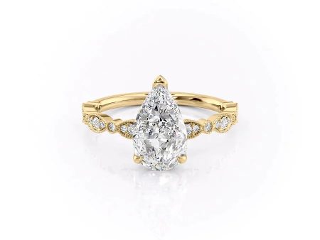 The Jasmine Set With A 5 Carat Pear Moissanite Sale