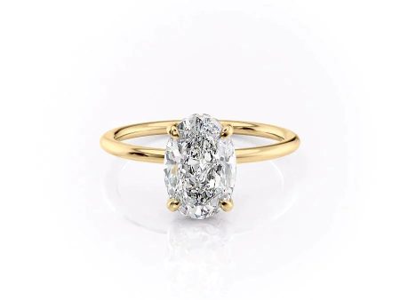 The Crown Kamellie Set With A 3.5 Carat Oval Moissanite on Sale