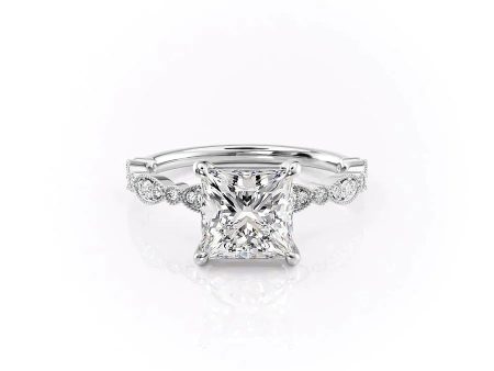 The Jasmine Set With A 4.5 Carat Princess Moissanite Cheap