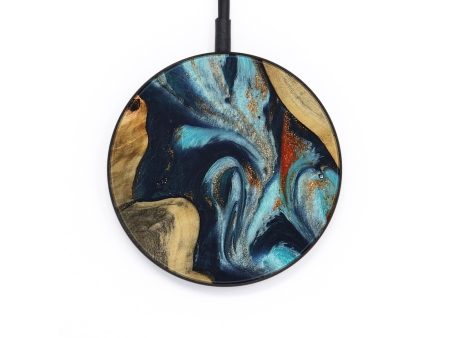 Circle Wood Wireless Charger - Jevon (Teal & Gold, 733801) Hot on Sale