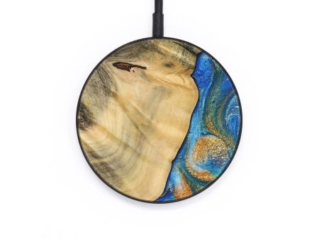 Circle Wood Wireless Charger - Finance (Teal & Gold, 733095) Online