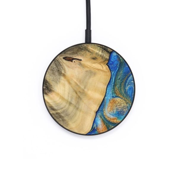 Circle Wood Wireless Charger - Finance (Teal & Gold, 733095) Online