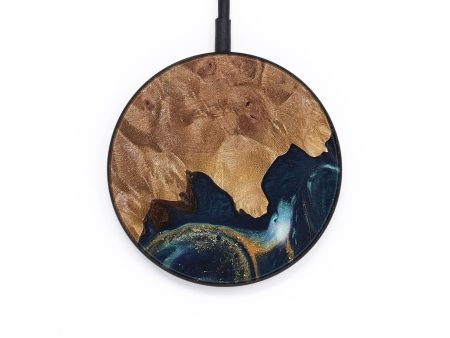 Circle Wood Wireless Charger - Enrica (Teal & Gold, 735176) Hot on Sale