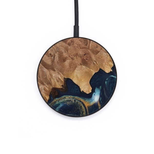 Circle Wood Wireless Charger - Enrica (Teal & Gold, 735176) Hot on Sale