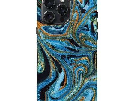 iPhone 16 Pro Max ResinArt Live Edge Phone Case - Shigeru (Teal & Gold, 731676) Fashion