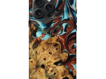 iPhone 16 Pro Max Wood Live Edge Phone Case - Josh (Teal & Gold, 736349) For Cheap