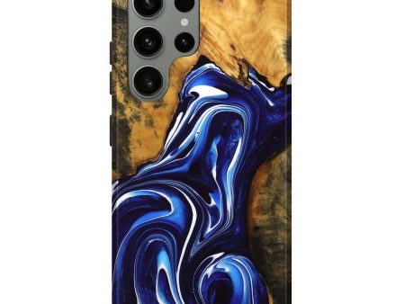 Galaxy S23 Ultra Wood Live Edge Phone Case - Ivonne (Blue, 734607) Cheap