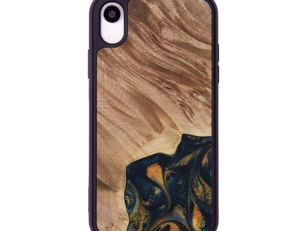 iPhone Xr Wood Phone Case - Remo (Teal & Gold, 734443) on Sale