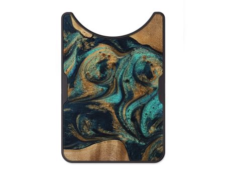 Alloy Wood Wallet - Luetta (Teal & Gold, 733457) For Sale