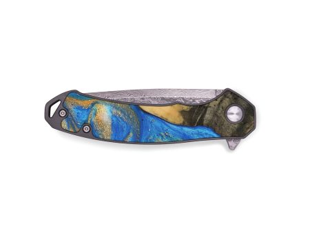 EDC Wood Pocket Knife - Spiros (Teal & Gold, 733165) Online Hot Sale