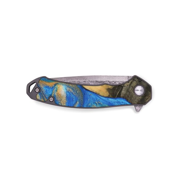 EDC Wood Pocket Knife - Spiros (Teal & Gold, 733165) Online Hot Sale