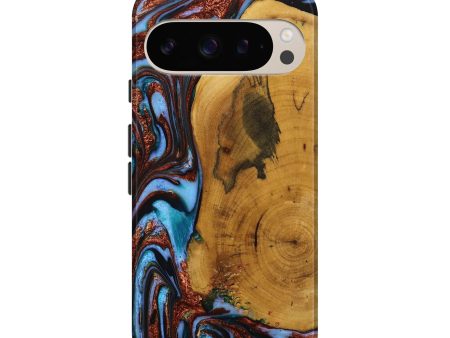 Pixel 9 Pro Wood Live Edge Phone Case - Mustafa (Teal & Gold, 731798) Fashion