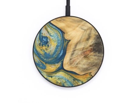 Circle Wood Wireless Charger - Kata (Teal & Gold, 732999) Hot on Sale