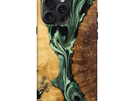 iPhone 16 Pro Max Wood Live Edge Phone Case - Aisha (Green, 736373) Sale