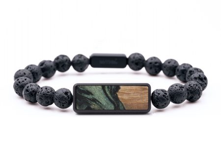 Lava Bead Wood Bracelet - Elyse (Green, 736125) Fashion