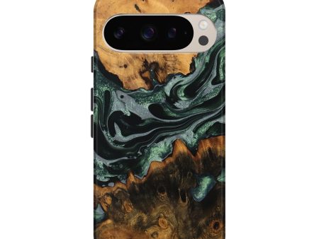 Pixel 9 Pro Wood Live Edge Phone Case - Loreta (Green, 733830) For Discount