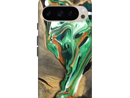 Pixel 9 Pro Wood Live Edge Phone Case - Zino (Green, 734808) Online Hot Sale