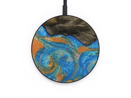 Circle Wood Wireless Charger - Emri (Teal & Gold, 734836) Online Hot Sale