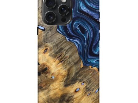 iPhone 16 Pro Max Wood Live Edge Phone Case - Alese (Blue, 733053) For Sale