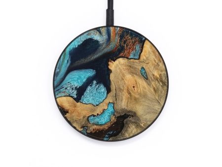 Circle Wood Wireless Charger - Colie (Teal & Gold, 733778) Online Hot Sale