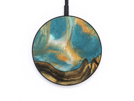 Circle Wood Wireless Charger - Fawne (Teal & Gold, 735918) Sale