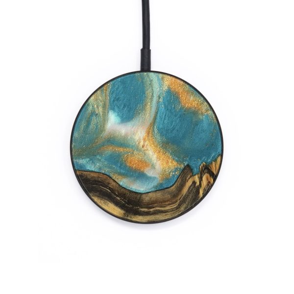 Circle Wood Wireless Charger - Fawne (Teal & Gold, 735918) Sale