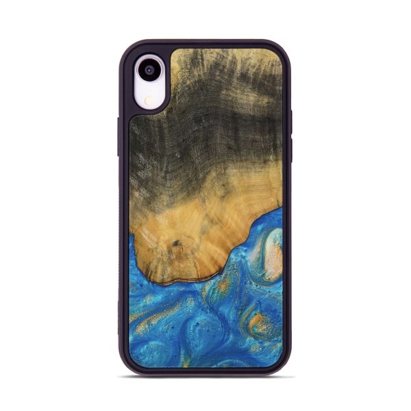 iPhone Xr Wood Phone Case - Tilly (Teal & Gold, 736214) Sale