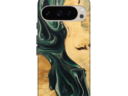 Pixel 9 Pro Wood Live Edge Phone Case - Heping (Green, 734811) Hot on Sale