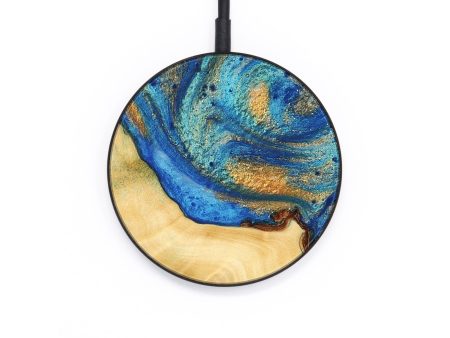 Circle Wood Wireless Charger - Garo (Teal & Gold, 733114) Discount