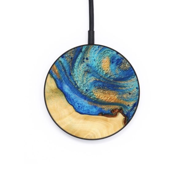 Circle Wood Wireless Charger - Garo (Teal & Gold, 733114) Discount