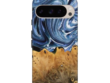 Pixel 9 Pro Wood Live Edge Phone Case - Teji (Blue, 731680) For Sale