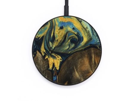 Circle Wood Wireless Charger - Debera (Teal & Gold, 732589) For Cheap