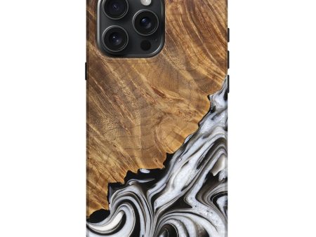 iPhone 16 Pro Max Wood Live Edge Phone Case - Lorinda (Black & White, 733428) For Cheap