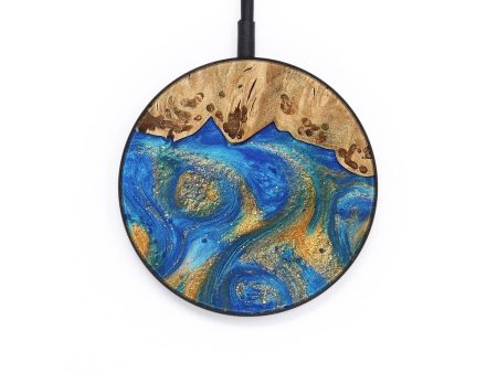 Circle Wood Wireless Charger - Corina (Teal & Gold, 733101) Cheap