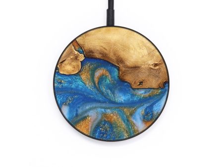 Circle Wood Wireless Charger - Bessy (Teal & Gold, 734727) Online Hot Sale