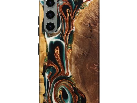 Galaxy S23 Plus Wood Live Edge Phone Case - Cale (Teal & Gold, 736348) Hot on Sale