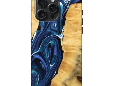 iPhone 16 Pro Max Wood Live Edge Phone Case - Miracle (Blue, 734604) Hot on Sale