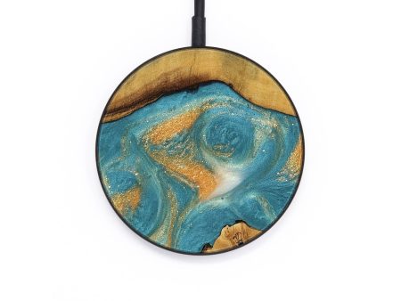 Circle Wood Wireless Charger - Javad (Teal & Gold, 735930) Hot on Sale