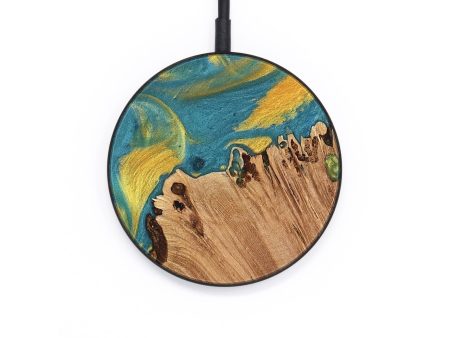 Circle Wood Wireless Charger - Brier (Teal & Gold, 735387) Hot on Sale