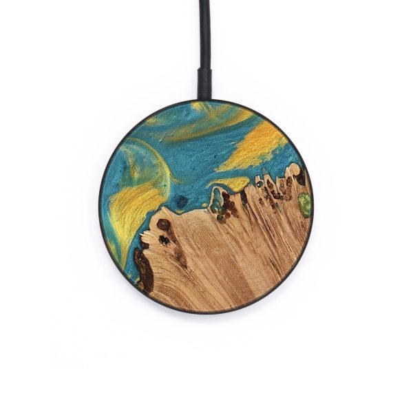 Circle Wood Wireless Charger - Brier (Teal & Gold, 735387) Hot on Sale