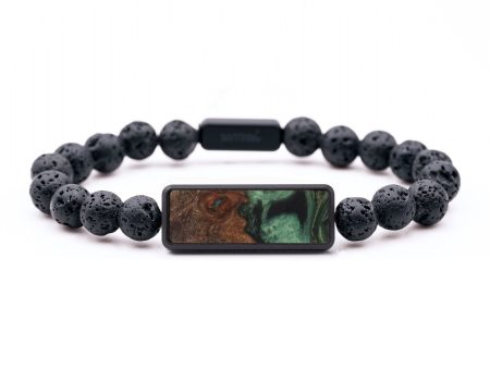 Lava Bead Wood Bracelet - Kelsie (Green, 736124) Cheap