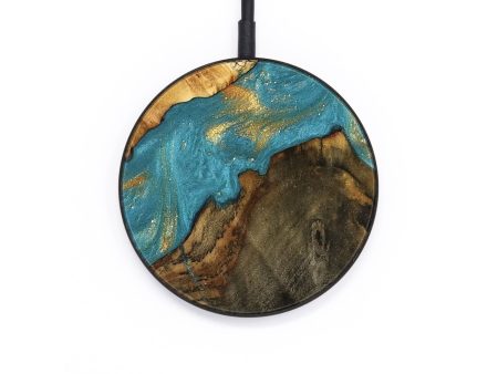 Circle Wood Wireless Charger - Hakeem (Teal & Gold, 735933) Supply