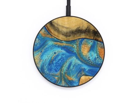 Circle Wood Wireless Charger - Erminia (Teal & Gold, 736278) Sale