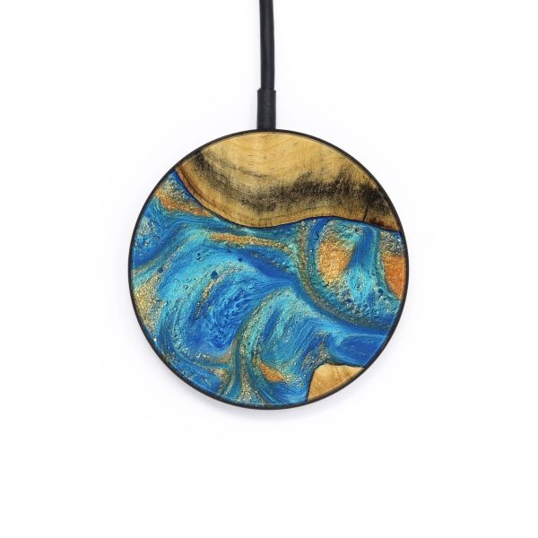 Circle Wood Wireless Charger - Erminia (Teal & Gold, 736278) Sale