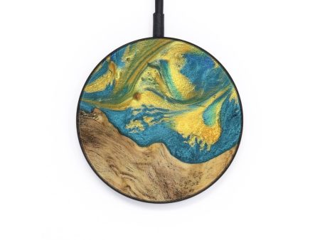 Circle Wood Wireless Charger - Deondre (Teal & Gold, 735395) Supply