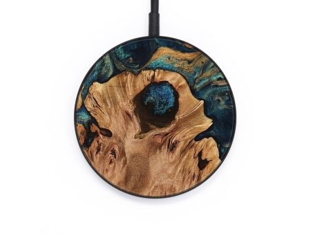 Circle Wood Wireless Charger - Herbie (Teal & Gold, 733469) Online now