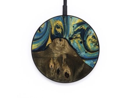 Circle Wood Wireless Charger - Hale (Teal & Gold, 732609) For Discount