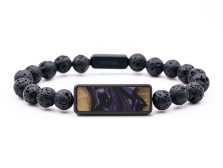 Lava Bead Wood Bracelet - Charlee (Purple, 736119) For Sale