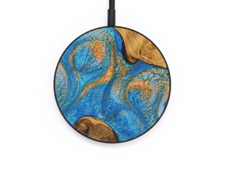 Circle Wood Wireless Charger - Kathy (Teal & Gold, 734818) Online Hot Sale